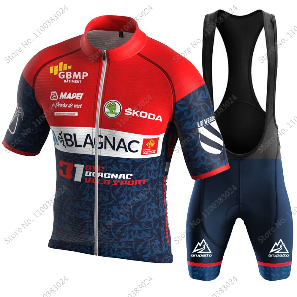2022 Gsc Blagnac Velo 사이클링 의류 저지 세트 여름 남성 사이클링 반팔 도로 경주 자전거 셔츠 정장 MTB Maillot